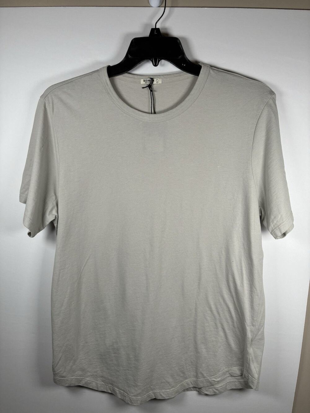 Buck Mason Mens L Pima Cotton Curved Hem Tee Bone Venice Wash Made in America